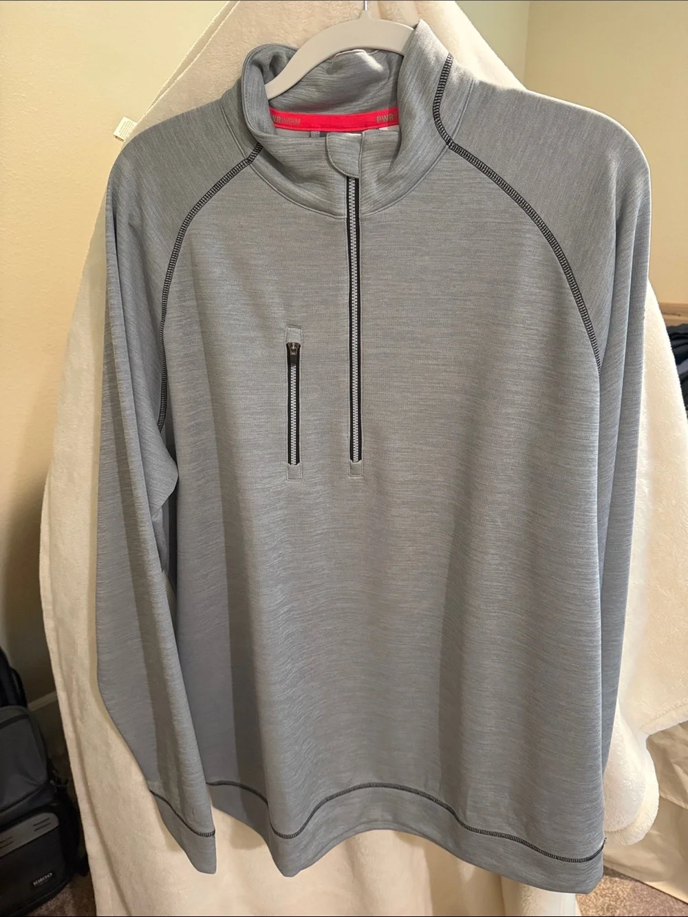 Puma Men's Light Gray Quarter-Zip Performance Sweater